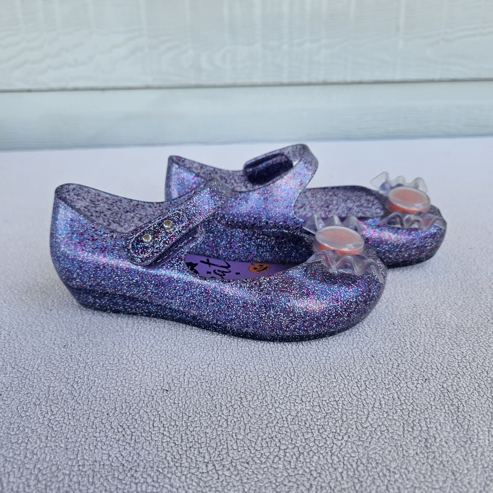 Mini Melissa Ultragirl Trick or Treat Halloween Mary Jane Purple Flats SZ 10